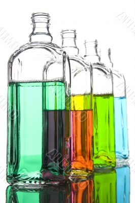 Colored Bottle with liquid macro