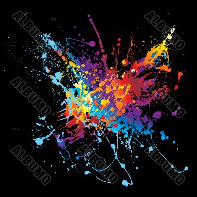 ink splatter rainbow black