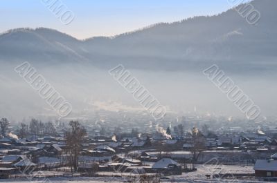 Winter morning in village Ongudaj.