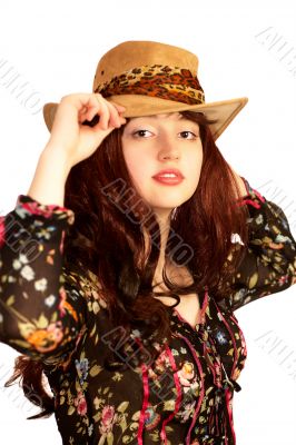 Young sensual woman in a hat