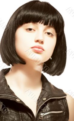 Young beautiful woman with black hair