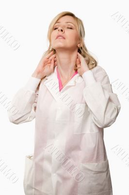 Doctor with neck pain
