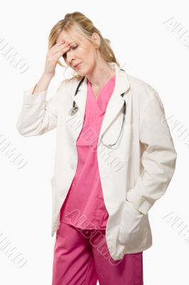 Lady doctor with headache