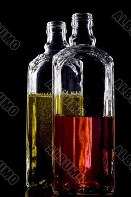 Colored two Bottle on black
