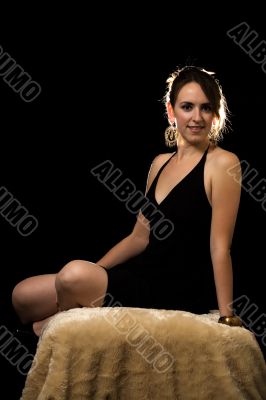 Woman on black