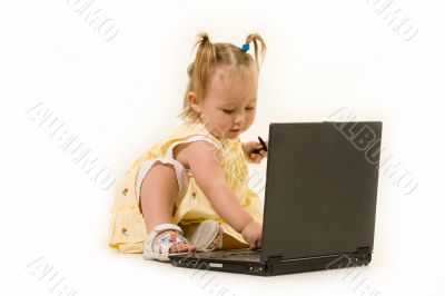 Baby on laptop