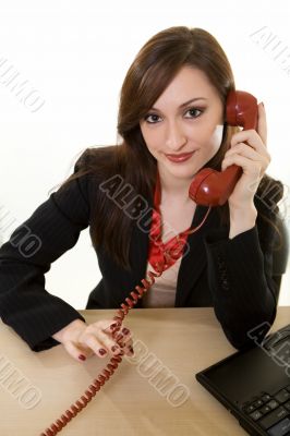 Talking on an old fashioned phone