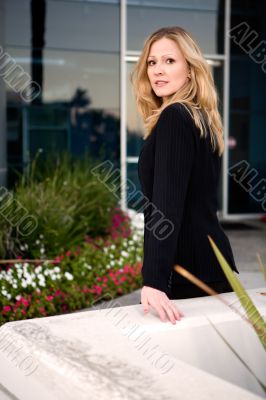 Woman outside office