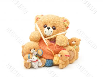 Knitting teddy bear family