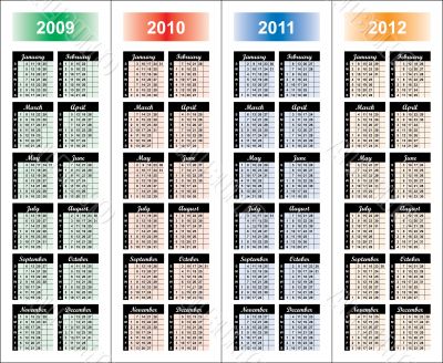 Сalendar of 2009-2012 years.