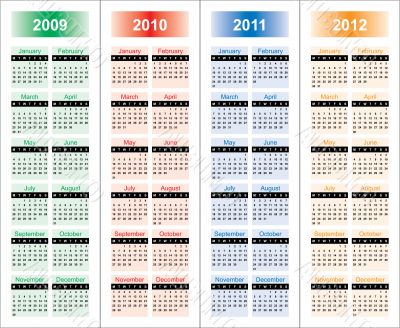 Сalendar of 2009-2012 years.