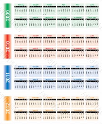 Сalendar of 2009-2012 years.