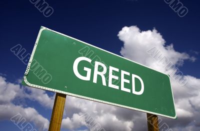 Greed Road Sign