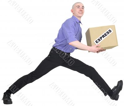 Man to hurry to deliver box