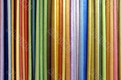 Row of textile materials