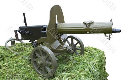 Isolated vintage self-powered machine gun