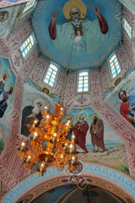 interior of aged russian orthodox cathedral
