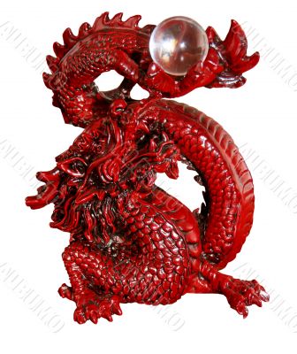 isolated antique orient red dragon figurine