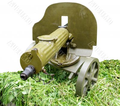 vintage self-powered Maxim machine gun