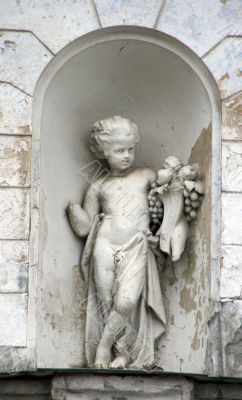Stony angel figurine architecture decoration