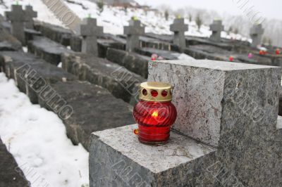 Ordered stone crosses in ancient cemetery