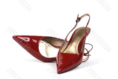 Pair of Red Women`s Dress Shoes