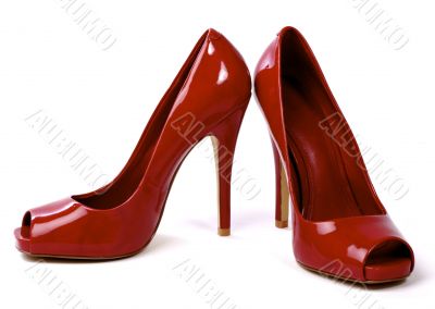Pair of Red Women`s High-Heel Shoes 1