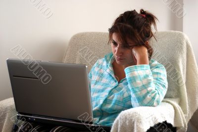 young woman typing computer