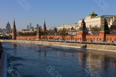 Moscow Kremlin, Russia. View from the bridge.