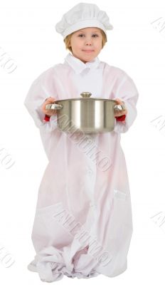 Child with saucepan