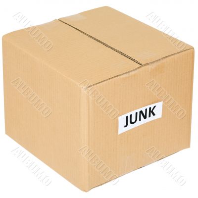 Cardboard box with an inscription junk