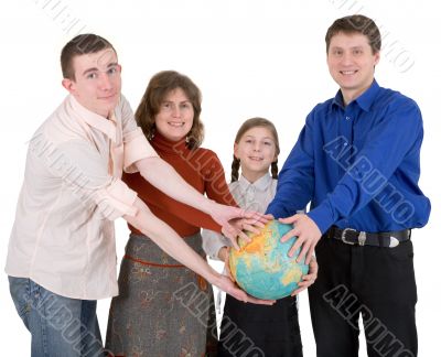 Family and terrestrial globe