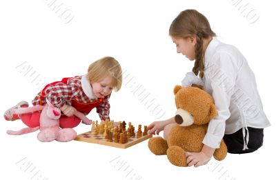 Girls playing chess