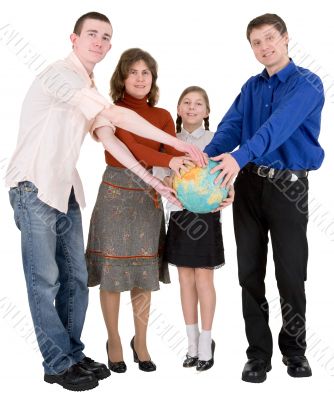 Family and terrestrial globe