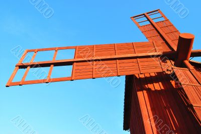 Red Wooden Windmill