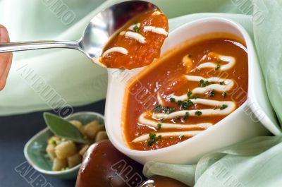 Bowl of Black Prince tomatoe soup