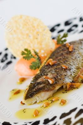 Sea Bass fillet and pine nut oil