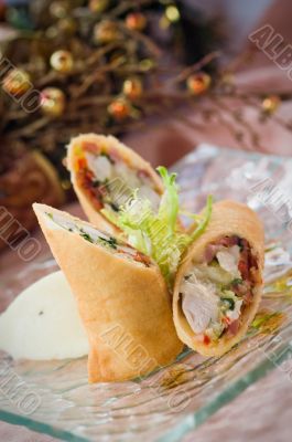 Turkey and sprout spring roll