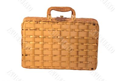 Woven hamper with handles with clipping path