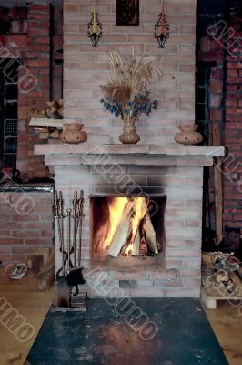 Fireplace in a village house