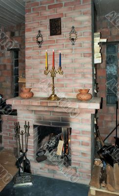 Fireplace in village build house