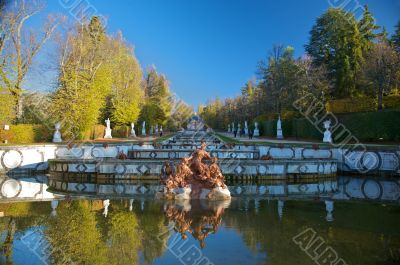 reservoir with statues