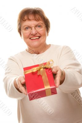 Attractive Senior Woman with Gift

