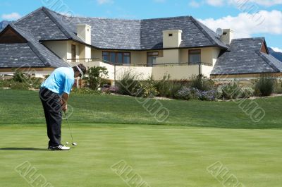 Golfer on the putting green Golfer on the putting green