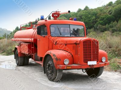Red retro fire-engine of Montenegro