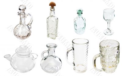 A transparent glass carafe