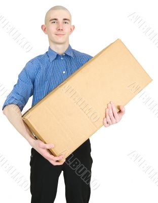 Man and cardboard
