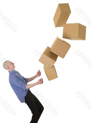 Man and cardboard
