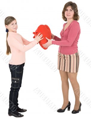 Woman give heart to girl