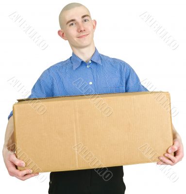 Man and cardboard